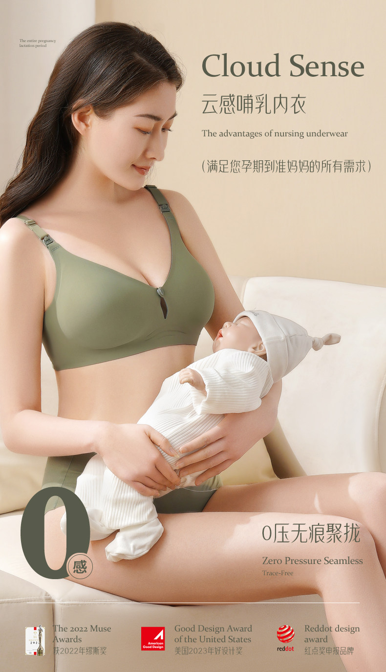 物苑哺乳文胸防下垂聚拢产后夏薄款喂奶专用哺乳内衣孕妇大胸专用 — 1