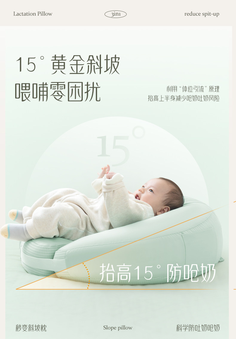 物苑哺乳枕喂奶神器解放双手喂奶辅助枕头母乳坐喂婴儿斜坡枕护腰 — 11