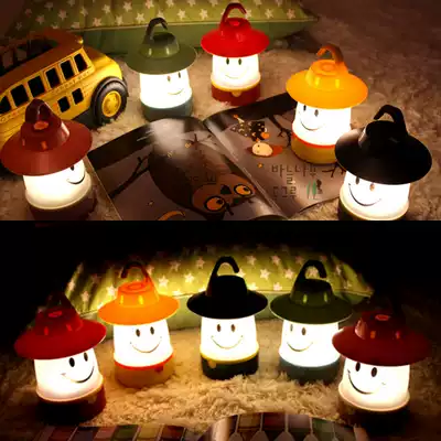 LED creative children's tent night light bedside bedroom outdoor camping smiley face switch light tent accessories light