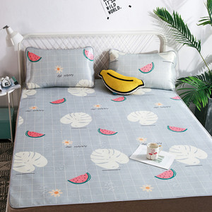 【纤维】夏季高档冰丝凉席三件套