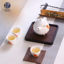 Hong Kiln leaves fall back to Autumn Teapot teacup set Jingdezhen household ceramics Travel Kung Fu tea hand-painted simple