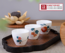 Hongyao Jingdezhen Pure hand-painted multicolored tea cup Single master cup Blue and white underglaze color high white porcelain small teacup