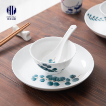 Jingdezhen Hongyao hand-painted tableware Nordic ins ceramic dishes and spoons set Creative one-person food Nordic plate