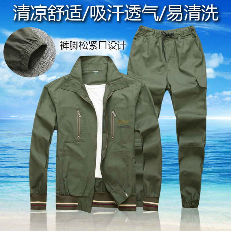Summer Cotton Thread Thin section Working suit Male abrasion-proof Lauprotect camouflawless dress Electro Welding Tooling Outdoor Steam Repair