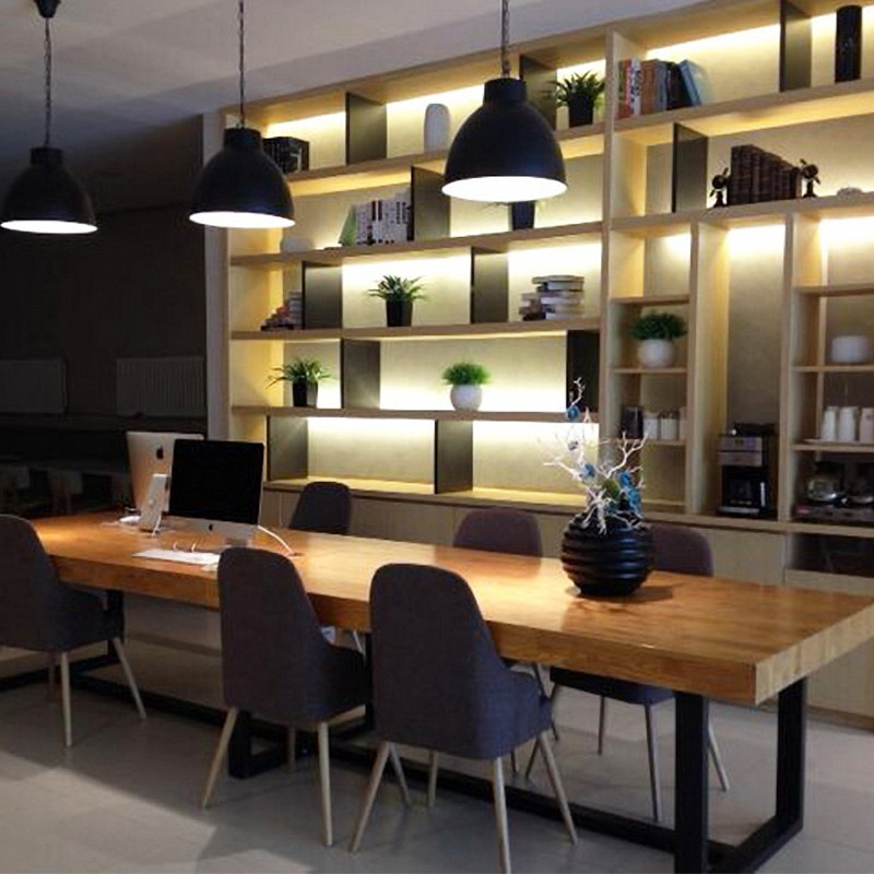 Nordic solid wood loft desk workbench large simple modern conference table long table industrial style office furniture