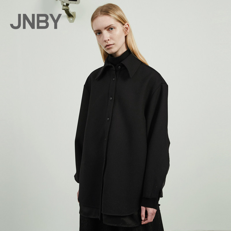 JNBY Jiangnan Buyi Ole outlets spring discount simple square collar loose stitching long-sleeved shirt