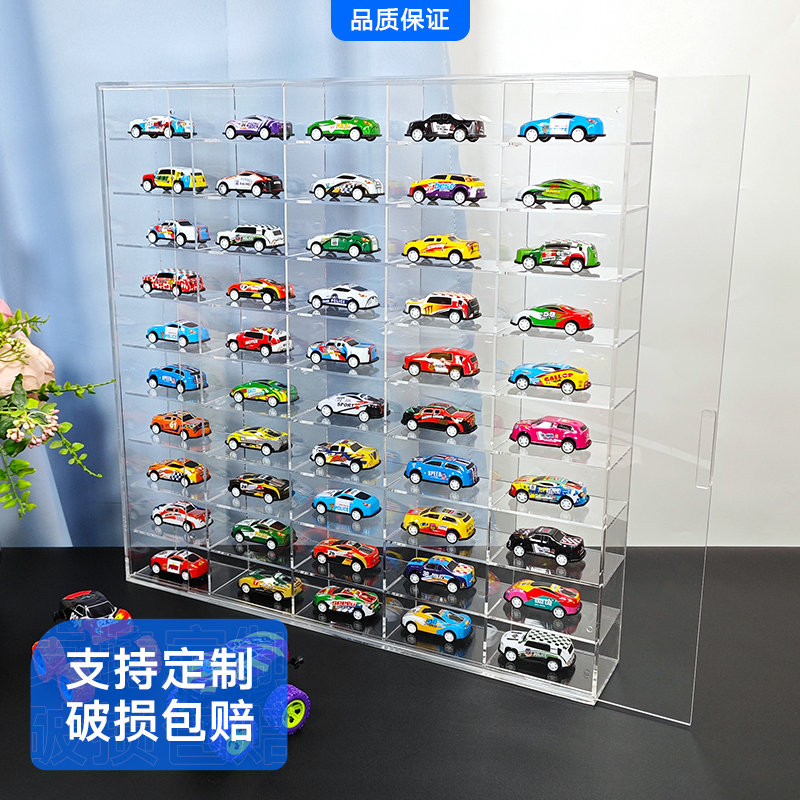 1:64 Toy Car Model Display Stand Acrylic Model Storage Rack Small Car Transparent Wall-Mounted Dust-Proof with Cover