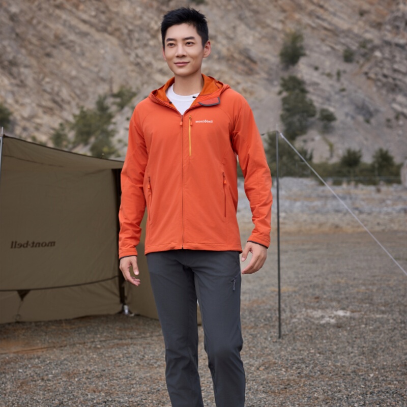 Montbell Japanese Autumn and Winter Outdoor Hiking and Mountaineering Windproof and Warm Hooded Soft Shell Jacket Men's Sports Jacket