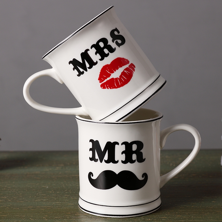 Creative couple cups a pair of ceramic mugs set personality trend home drinking cups gifts for men and women
