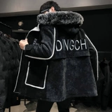 Вельветовая длинная трендовая утепленная зимняя бархатная куртка для мальчиков, средней длины