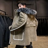 Вельветовая длинная трендовая утепленная зимняя бархатная куртка для мальчиков, средней длины