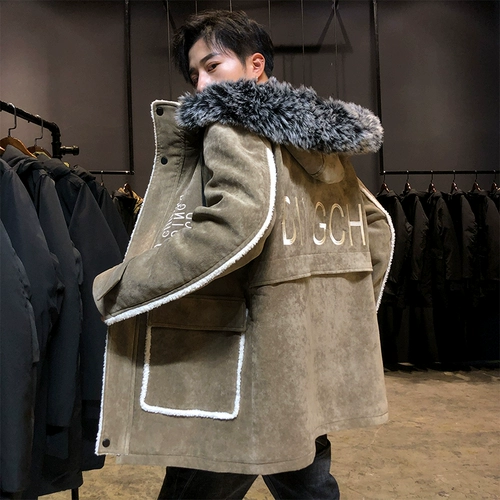 Вельветовая длинная трендовая утепленная зимняя бархатная куртка для мальчиков, средней длины