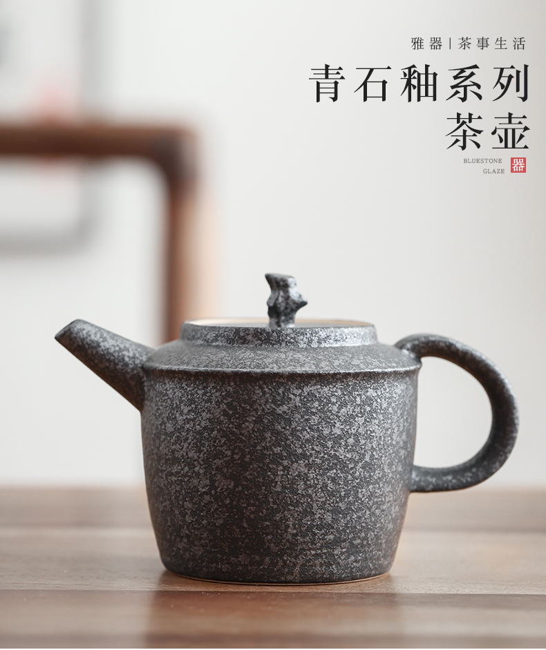 By mud coarse pottery teapot Japanese household ceramics glaze with imitation stone restoring ancient ways of filter tea kungfu tea pot