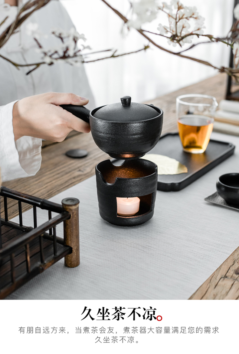 By Japanese coarse pottery mud kung fu tea set side boil pot of alcohol lamp of black tea furnace temperature dry tea ware ceramics