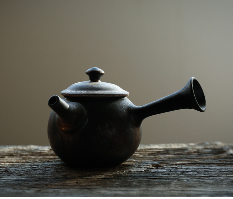 By manual fine gold mud side teapot checking iron glaze ceramic teapot Japanese up kung fu tea tea pot