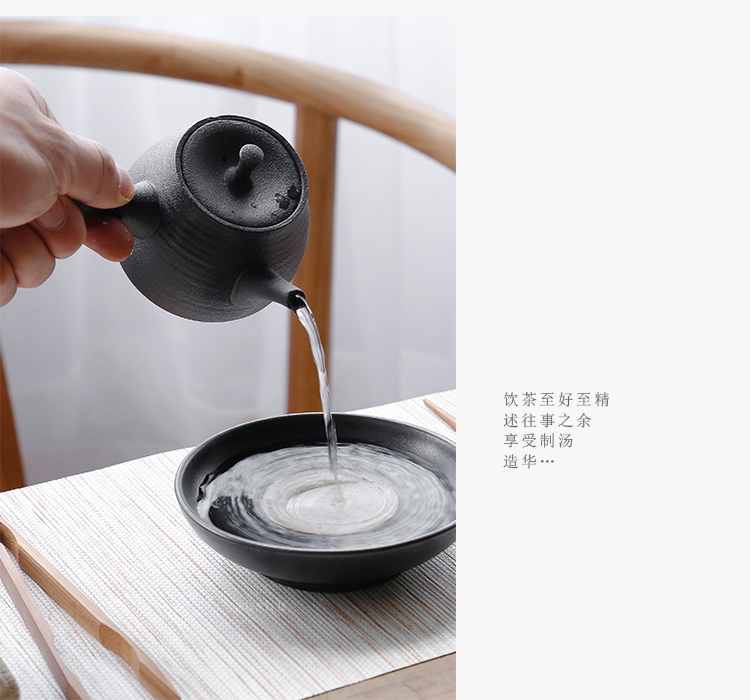 By coarse pottery mud side put the pot of ceramic kung fu tea set single pot of Japanese contracted household manual filtering black pottery teapot