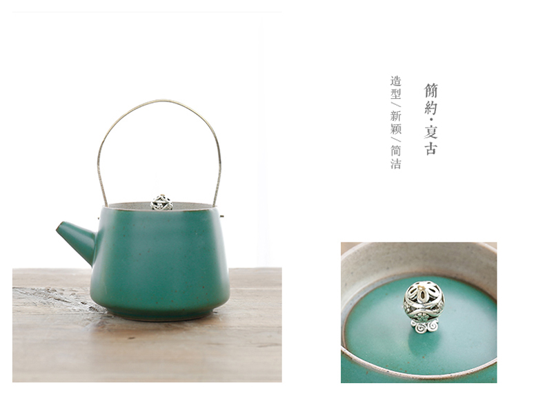 By manual coarse pottery mud Japanese girder pot boiling pot of household contracted kung fu tea set single ceramic teapot tea