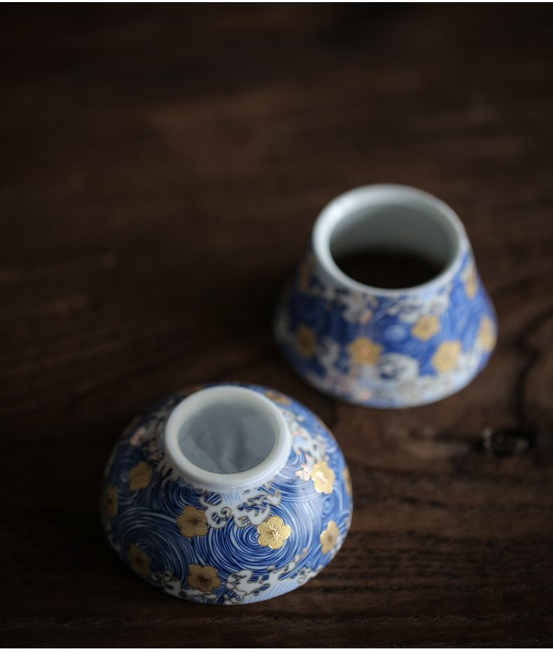 By mud jingdezhen colored enamel) checking ceramic tea set of the filter kung fu tea set) accessories