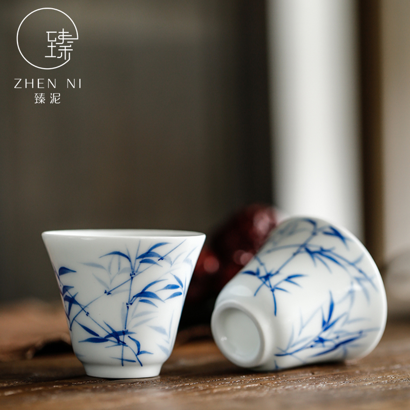 Hand - drawn by clay sample tea cup jingdezhen manual under the white porcelain glaze color cup bowl kung fu tea cup master CPU