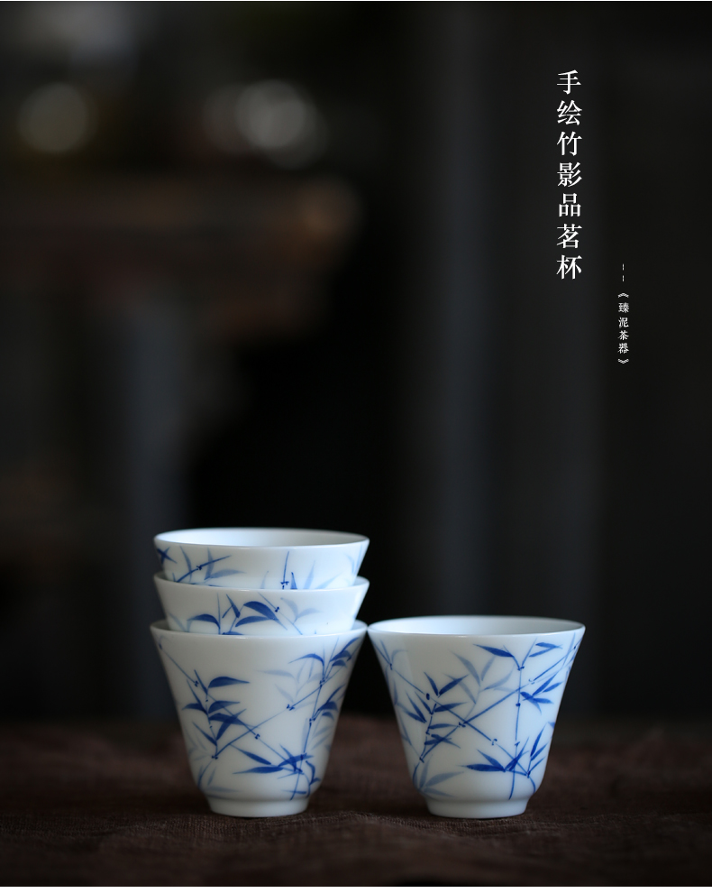 Hand - drawn by clay sample tea cup jingdezhen manual under the white porcelain glaze color cup bowl kung fu tea cup master CPU