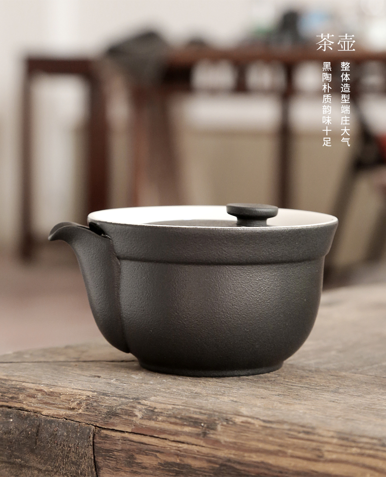By black pottery mud crack cup a pot of two cups of portable travel tea set kung fu teapot cup custom LOGO