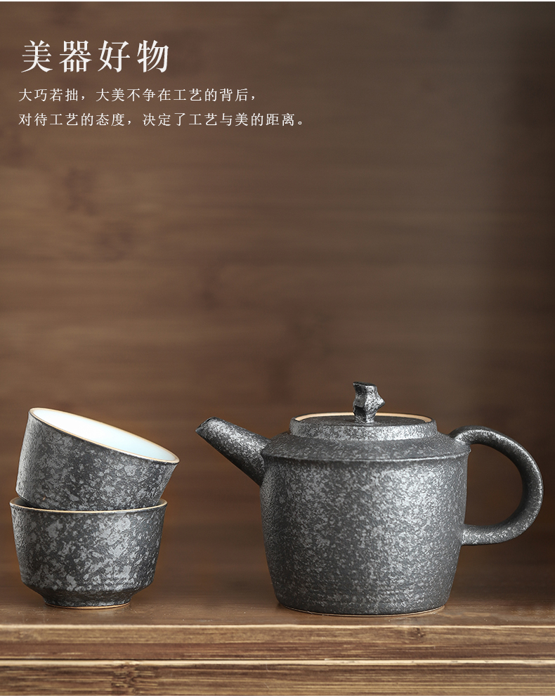 By mud coarse pottery teapot Japanese household ceramics glaze with imitation stone restoring ancient ways of filter tea kungfu tea pot