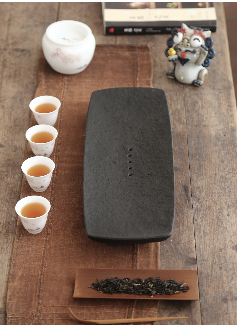 Sharply by mud stone tea tray was Japanese household whole piece of natural stone tea table contracted small stone dry tea tray