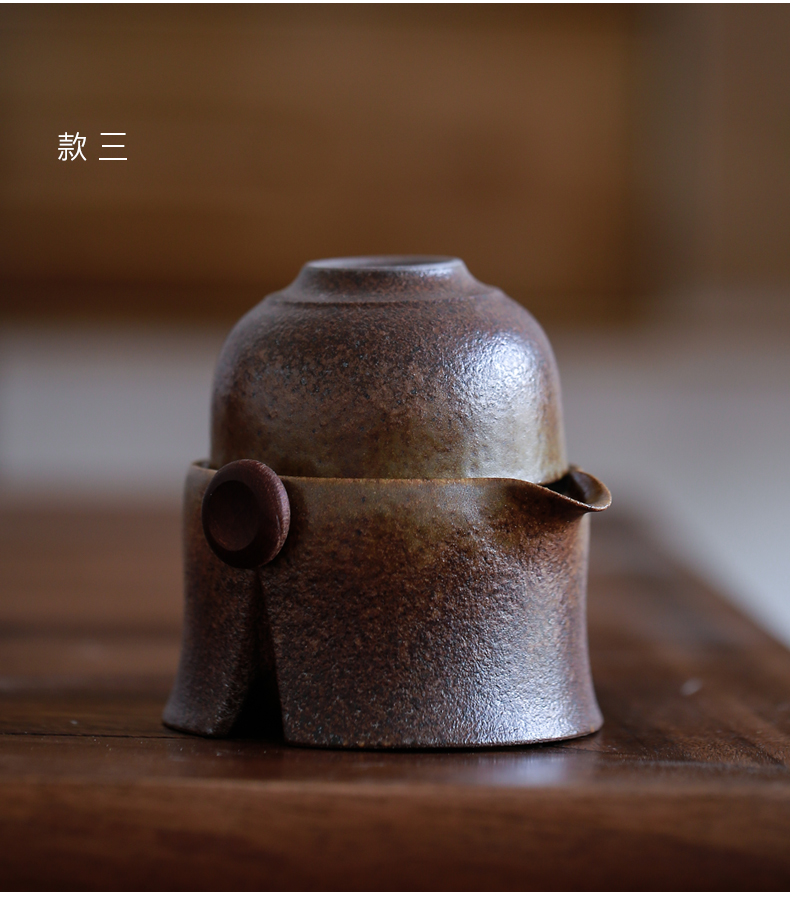 By mud crack cup Japanese manual fine gold glaze teapot portable ceramic kung fu tea set a pot of a single trip