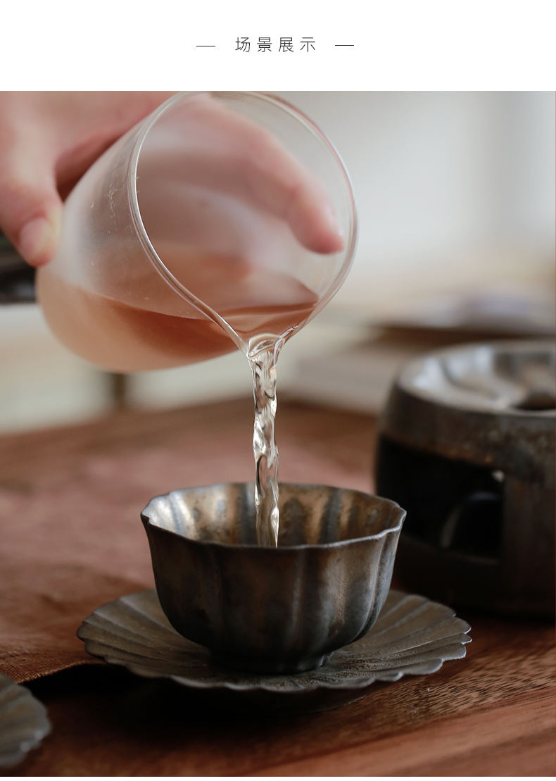By mud cup mat manual fine gold ceramic cup mat Japanese retro insulation cup kung fu tea tea accessories