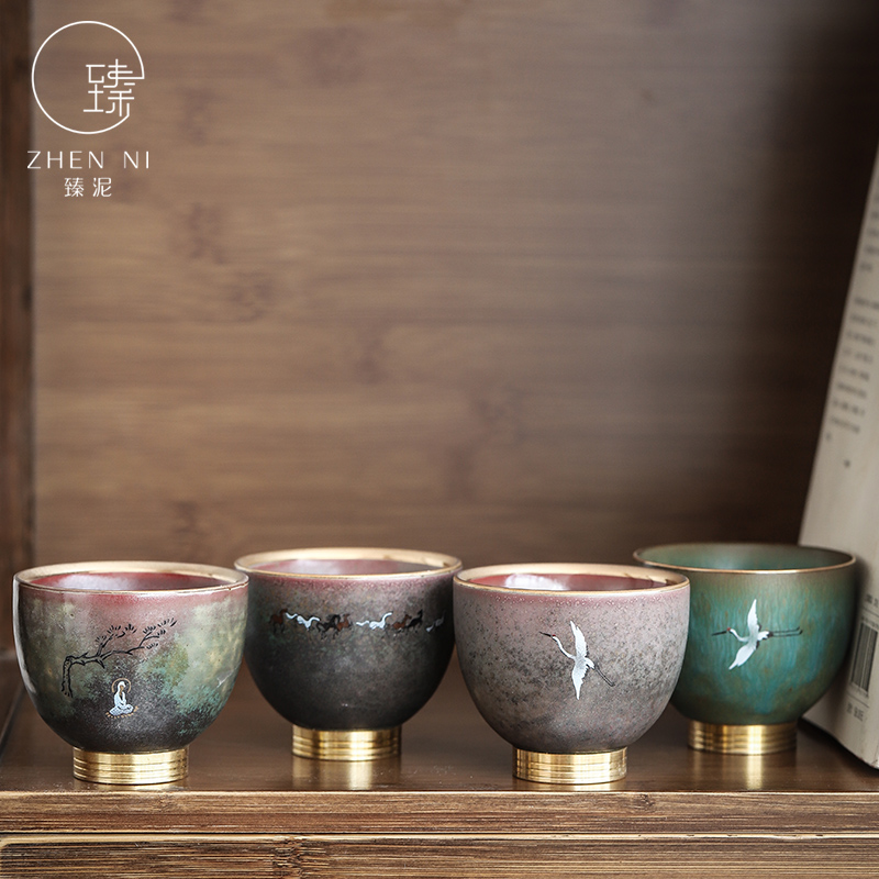 Japanese masters cup hand - drawn by mud up creative copper cups sufficient heat insulation sample tea cup large - sized ceramic tea cup