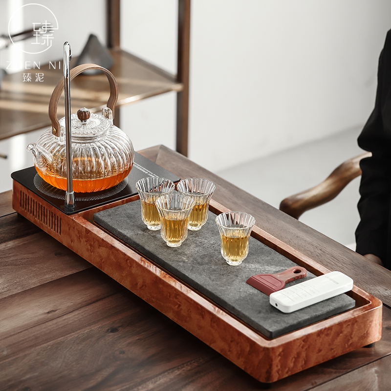 "Kung fu tea set sharply mud stone tea tray was set automatically on hydropower TaoLu boiled tea of household glass kettle
