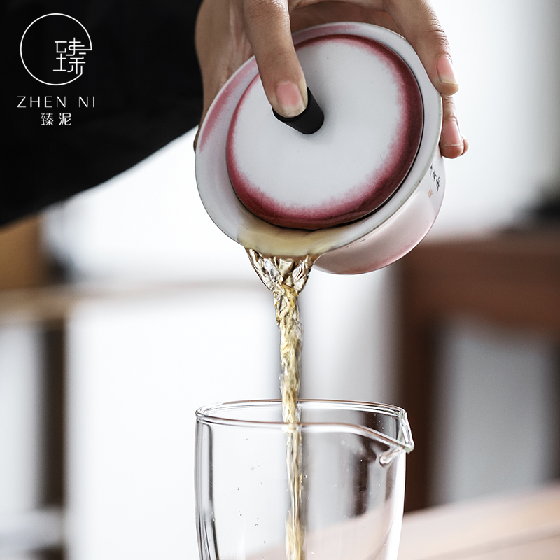 By mud tureen household ceramic bowl tea machine manual variable only three bowl of creative copper bottom insulation kung fu tea cups