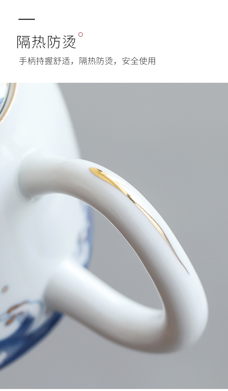 By clay teapot manual white porcelain enamel paint kung fu tea set household ceramics filter tea tea kettle