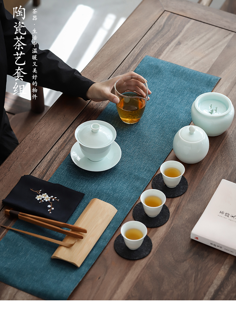 By mud white porcelain kung fu tea set suit portable travel tea set of ceramic tureen tea cups tea art the teacher 's would