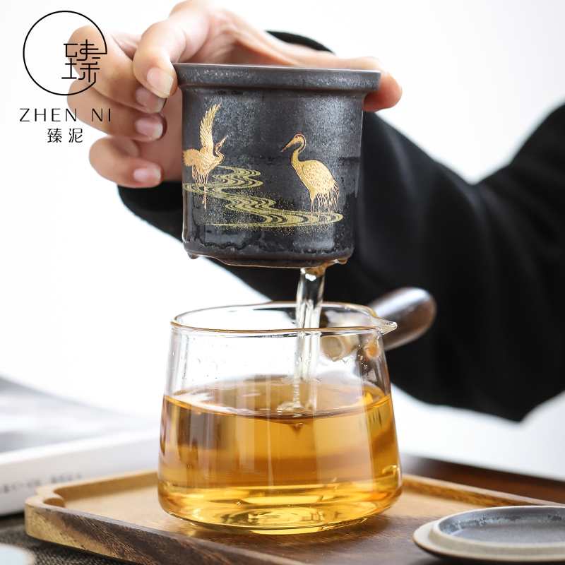 Travel by mud up kung fu tea set Japanese side soaked the pot of hot tea. Preventer glass ceramic filter red teapot