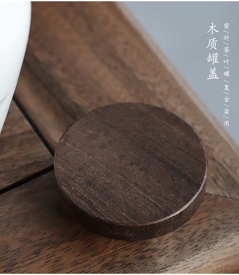 By pure hand - made mud ebony white porcelain tea pot checking ceramic seal the jar lid moistureproof household store tea boxes