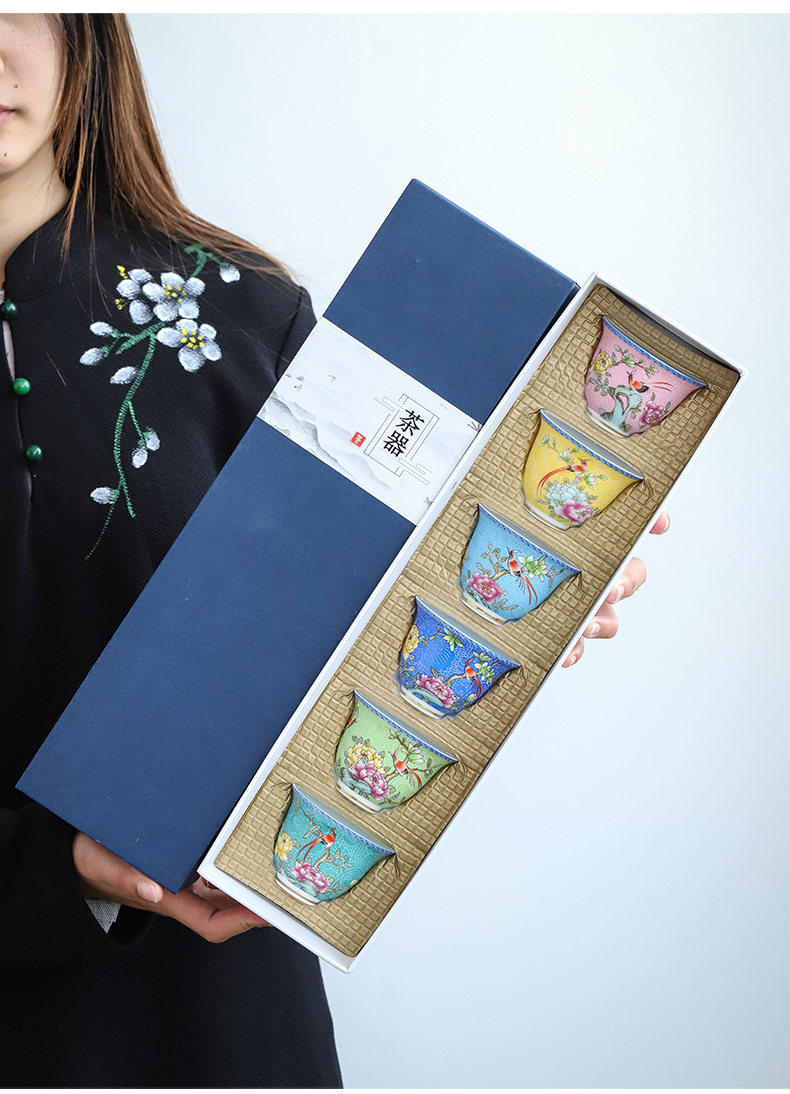 By mud sample tea cup jingdezhen manual teacup household enamel kung fu tea set single cup bowl hat to a cup of tea
