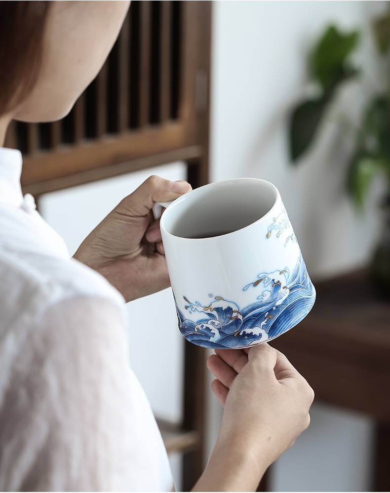 By mud office cup of jingdezhen ceramic colored enamel mugs manual paint cup tea ultimately responds a cup of big capacity