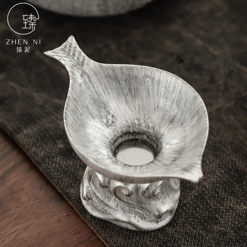 By mud coppering. As silver tea filter home tea filter netting hand brushed silver) Japanese kung fu tea tea accessories