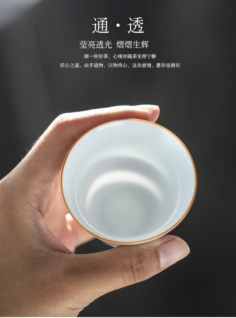 Clay ceramic cups by household kung fu tea set single cup tea sample tea cup jingdezhen thin foetus master cup bowl