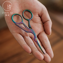 Zhenni retro stainless steel crane-shaped scissors Small tea bag tea bag tea art scissors Kung Fu tea road spare parts