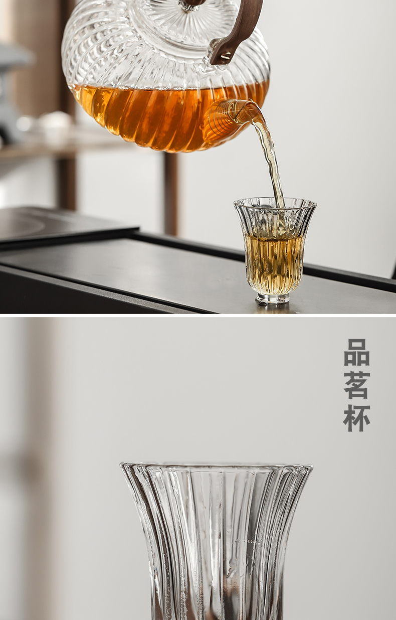 By mud glass tea set of high - capacity transparent teapot teacup Japanese household spend high - temperature tea cups