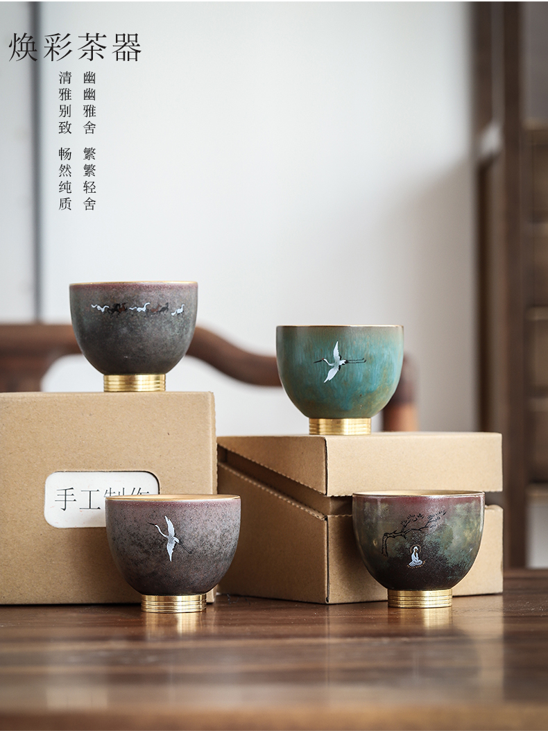 Japanese masters cup hand - drawn by mud up creative copper cups sufficient heat insulation sample tea cup large - sized ceramic tea cup