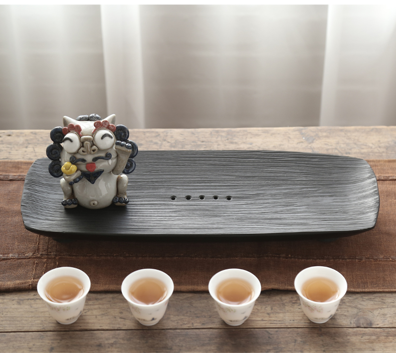 Sharply by mud stone tea tray was Japanese household whole piece of natural stone tea table contracted small stone dry tea tray