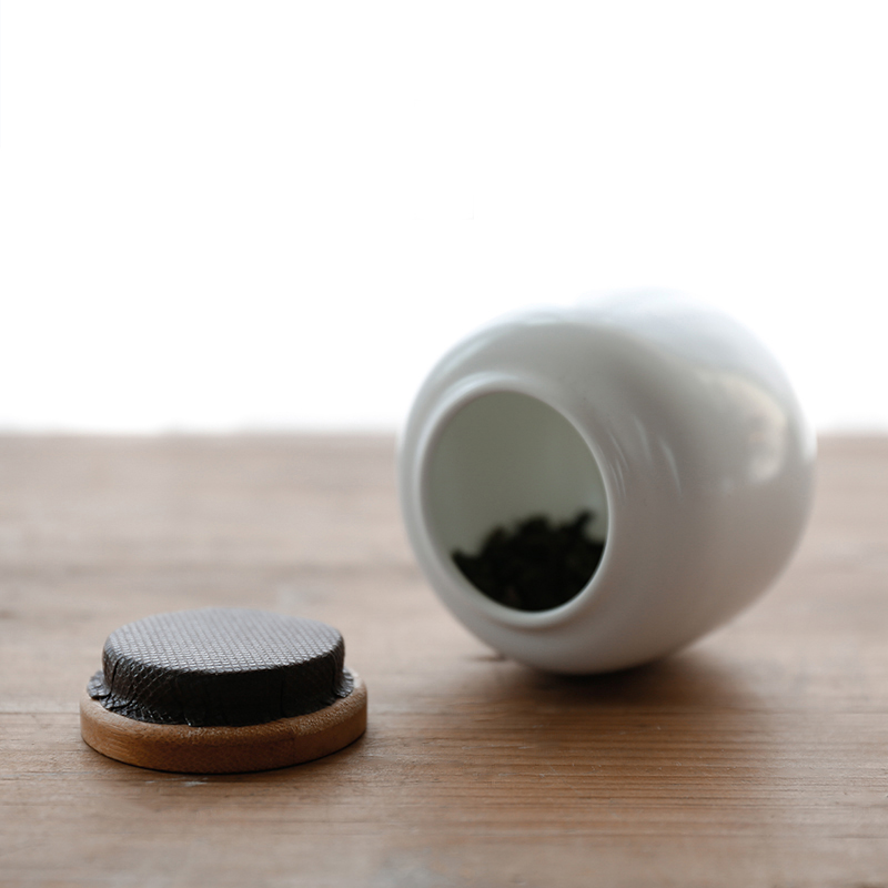 By mud jingdezhen ceramic seal pot of tea caddy fixings warehouse contracted circular storage jar shadow blue small wake tea