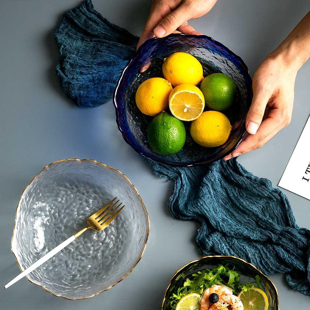 Hammer eye grain glass fruit bowl sitting room tea table household salad bowl Nordic style of creative move of modern fruit bowl