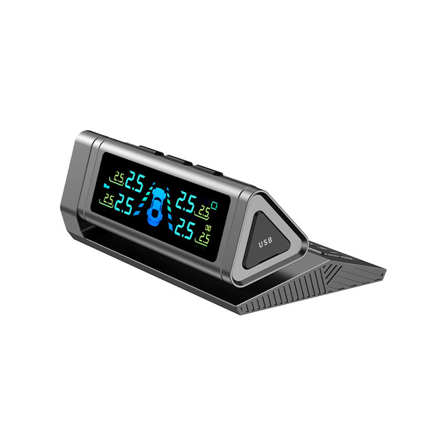 Qianbiaozhe Tire Pressure Monitor Solar Tire Pressure Detector Wireless Car Built-In External High-Precision Sensor