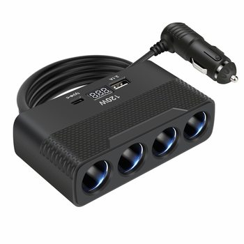 Car, Truck, Rv One-To-Four Charger with Voltage Display, Cigarette Lighter Splitter, Multi-Port Car Adapter