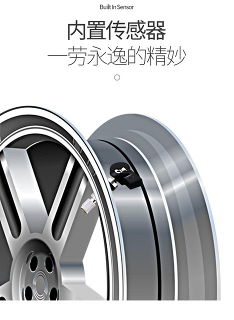 Tire Pressure Monitor External and Internal Car Tire Detector Wireless Solar-Powered Tire Pressure Hidden High-Precision
