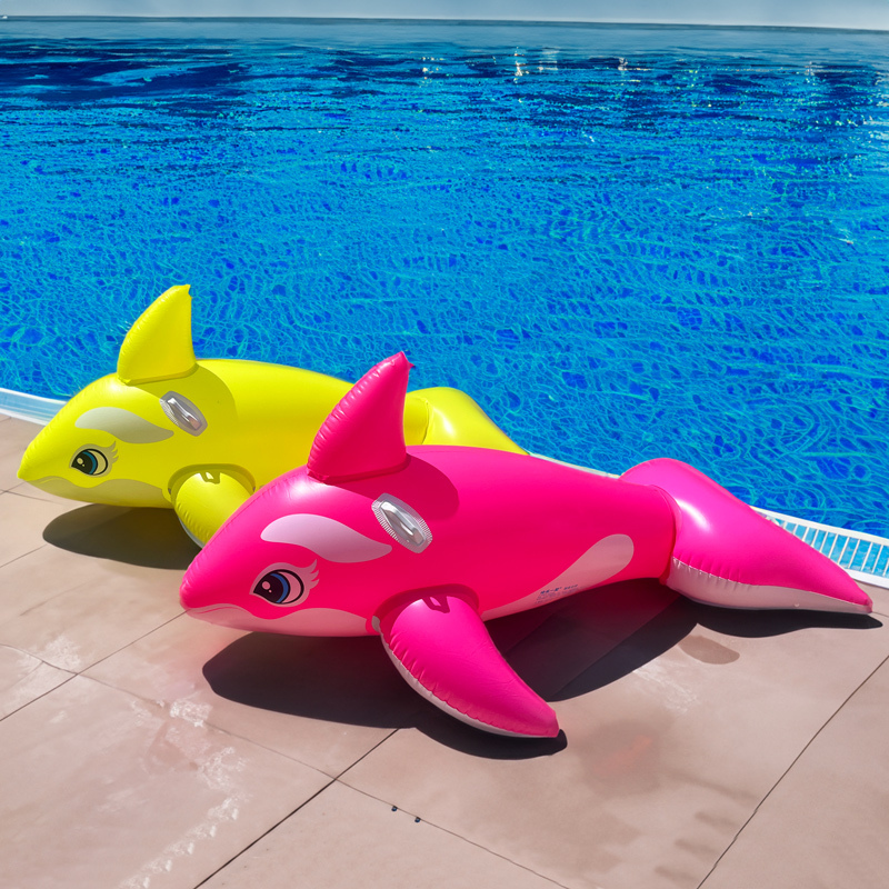 Inflatable Swimming Ring Ride-On Shark for Adults and Children, Water Surfing Big Black Whale Pool Float Toy for Water Play